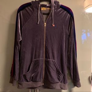 Aviator Nation Velvet Hoodie Grey Large